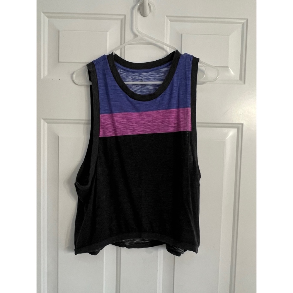 Free people workout  Black Tank Top with Purple and Blue Stripe